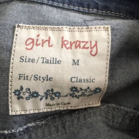 GIRL KRAZY DENIM SHIRT DRESS SZ.M GUC - Picture 5 of 7